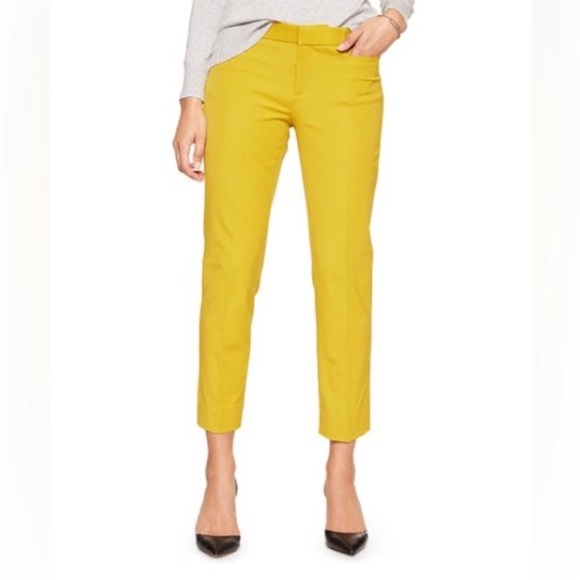 Banana Republic Sloan Crop Ankle Length Pants Slacks in Lively Chartreuse New 2 - Picture 14 of 15